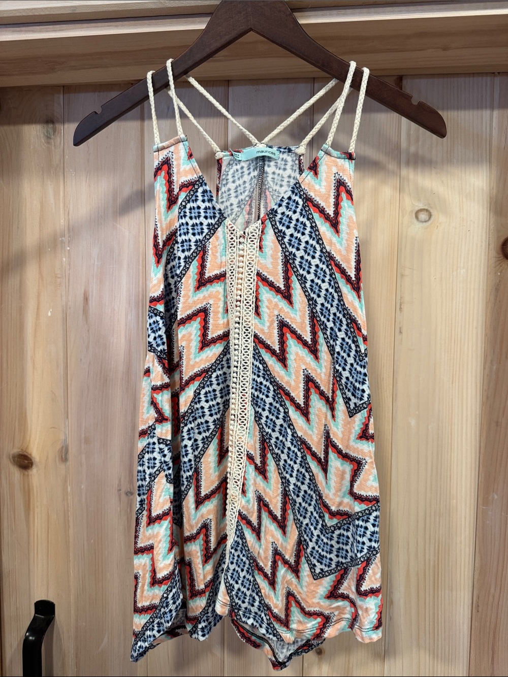 Maurices Multicolor Chevron Crochet-Trim Tank